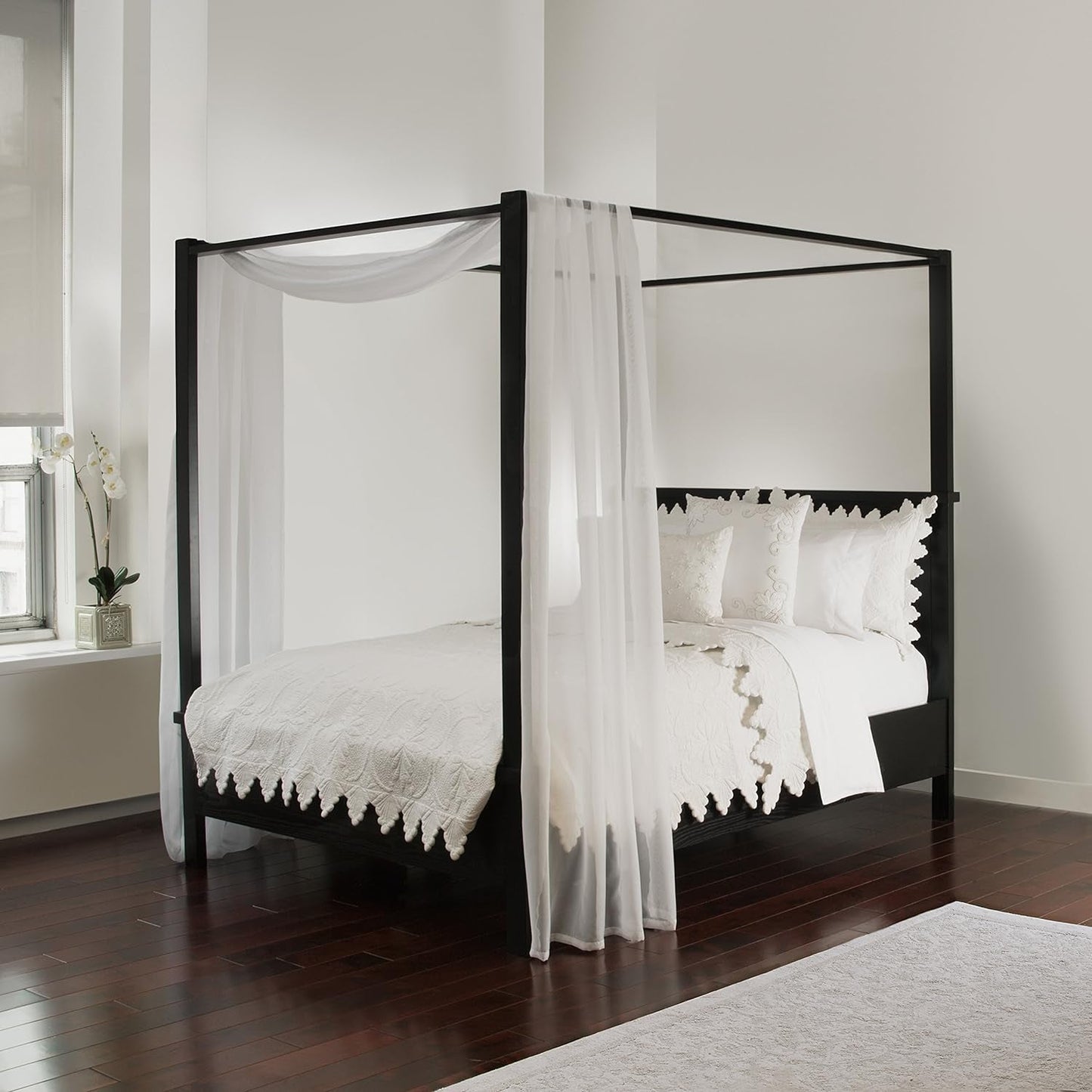 ROYALE LINENS Canopy Bed Scarf, White Sheer, for All Bed Sizes Bedding Bedding Accessories Home & Kitchen