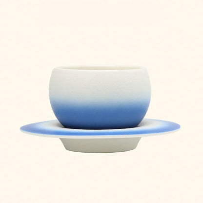 Matte Ombre Ceramic Coffee Cup & Saucer Set
