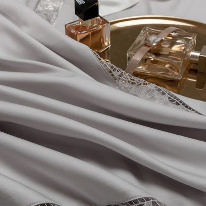 Elysium Silver Lace Luxury Egyptian Cotton Bedding Set