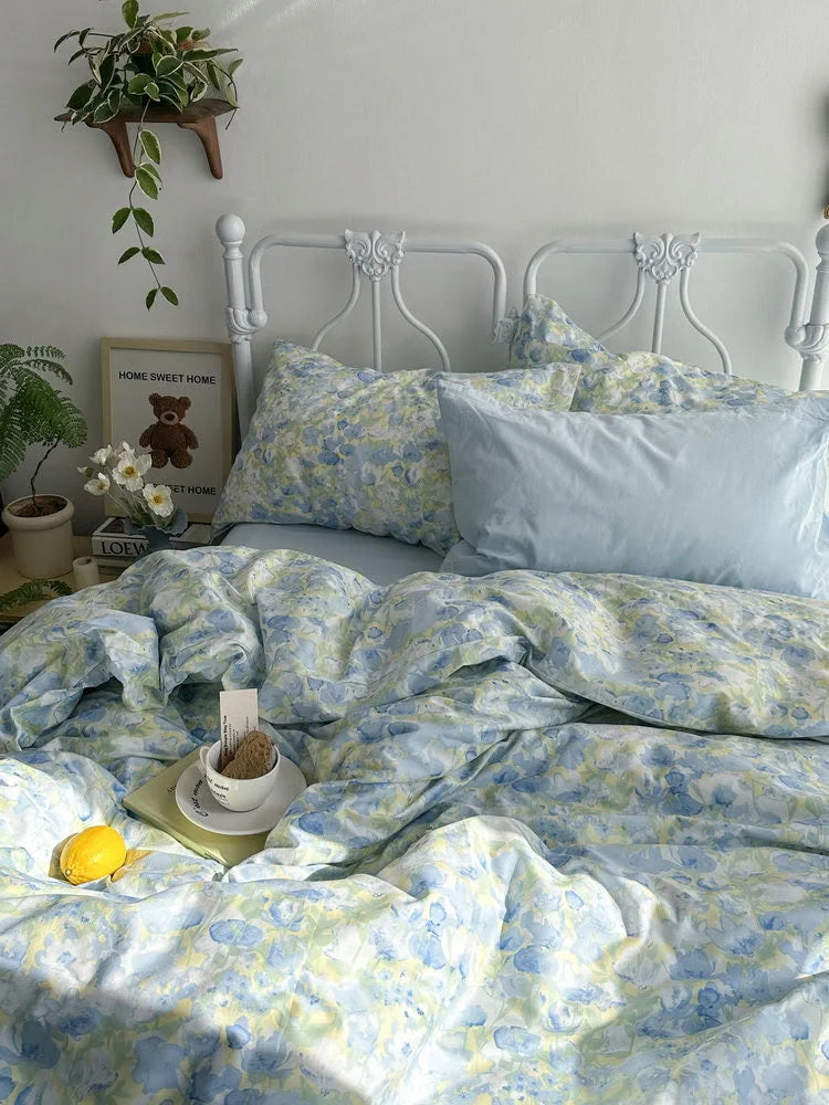 Breezy Watercolor Floral Cotton Bedding Set