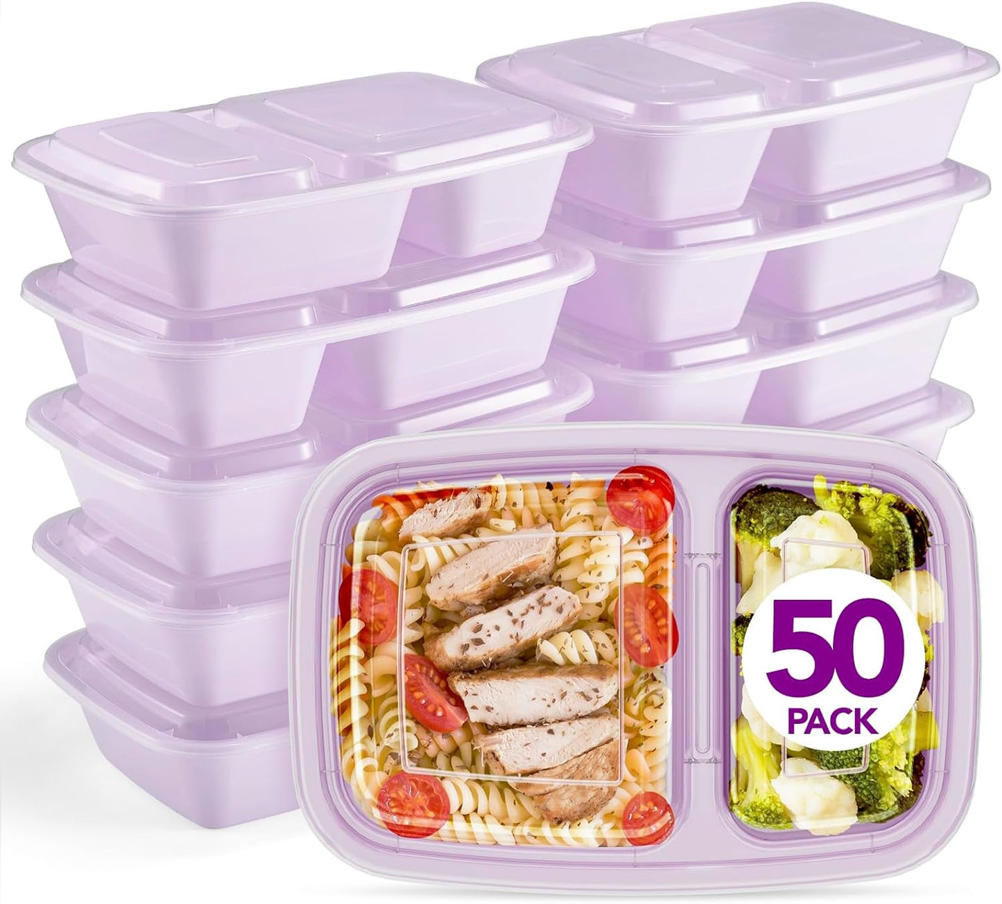 Glotoch 50 Pack 32 Oz Meal Prep Containers Reusable, 2 Compartment Food Containers with Lids to Go Containers, Lunch-Microwave,Freezer,Dishwasher Safe Boxes Disposables Food Service Equipment & Supplies Industrial & Scientific Take Out Containers