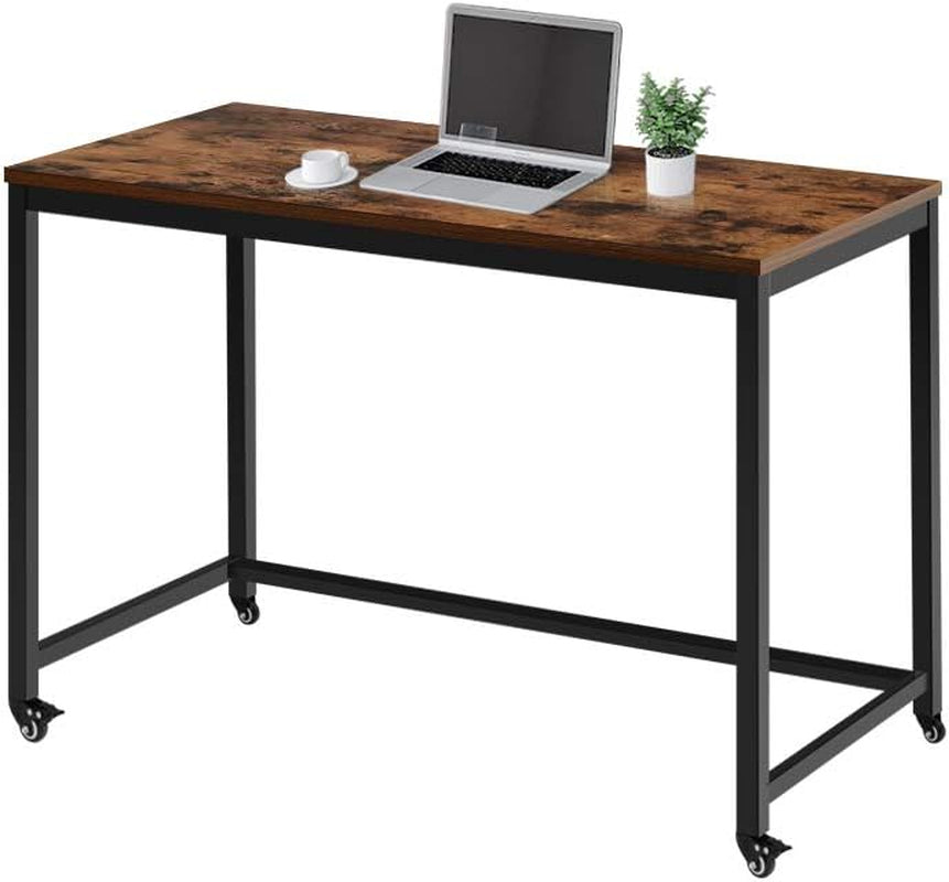 Computer Desk Writing Table Workstation with Durable Scratch-Resistant Laminate Surface and Metal Frame, Brown Furniture Home & Kitchen Home Office Desks Home Office Furniture