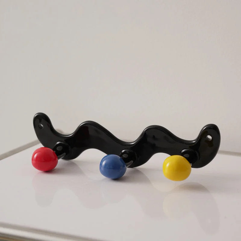 Glossy Wavy Ceramic Wall Hooks