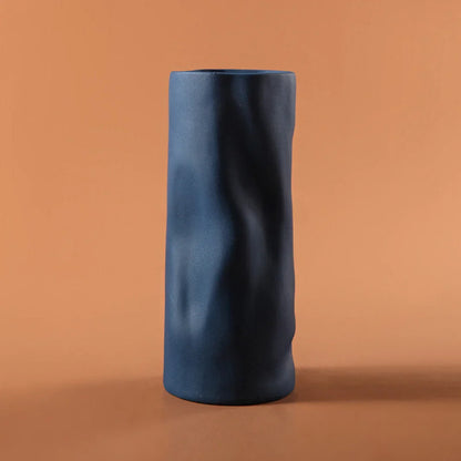Ruched Frosted Ceramic Vase