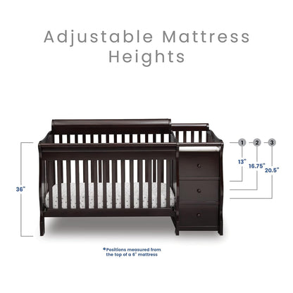 Princeton Junction 4-In-1 Convertible Crib and Changer - Greenguard Gold Certified, Dark Chocolate Baby Products Convertible Cribs Furniture Infant & Toddler Beds Nursery