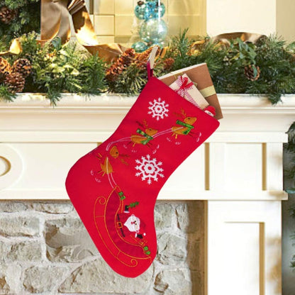 Christmas Stockings, Santa Snowman Reindeer Xmas Stockings Decoration and Party Accessory Lovely Embroidery Pattern for Family Decorations Hanging Ornament for Xmas Holiday Party Home & Kitchen Seasonal Décor Stockings & Holders