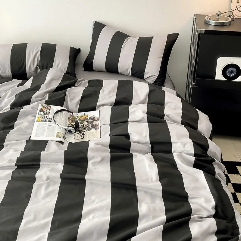 Soft Bold Stripe Cotton Bedding Set