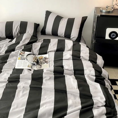 Soft Bold Stripe Cotton Bedding Set