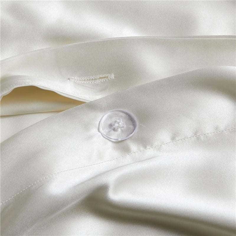 Eloise Pearl White Luxury Pure Mulberry Silk Bedding Set