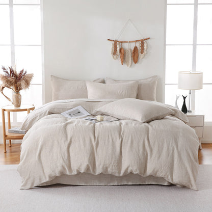 Linova Oatmeal Luxury French Linen Bedding Set