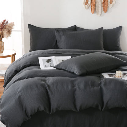 Linova Charcoal Luxury French Linen Bedding Set