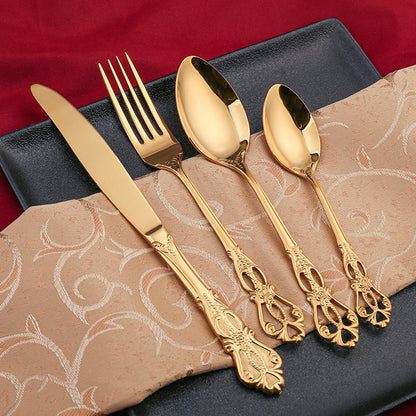 Dalia Gold Hammered Stainless Steel Cutlery Set