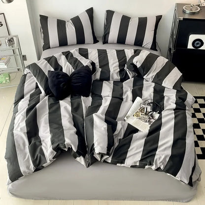 Soft Bold Stripe Cotton Bedding Set