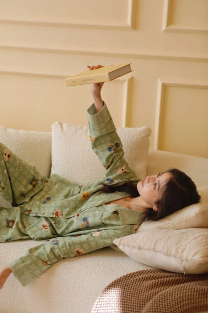 Soft Koala Plaid Washed Cotton Pajama