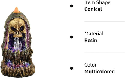 Geode Skull Back Flow Incense Burner W/Led - 6.5" Home & Kitchen Home Décor Products Home Fragrance Incense & Incense Holders Incense Holders