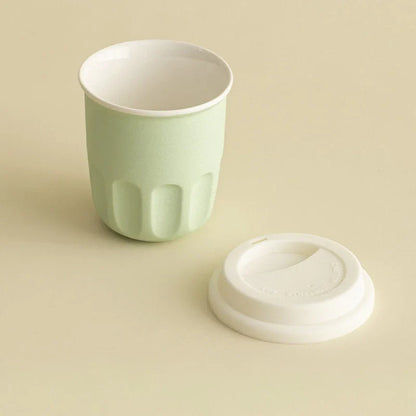 Frosted Grooved Ceramic Reusable Coffee Cup