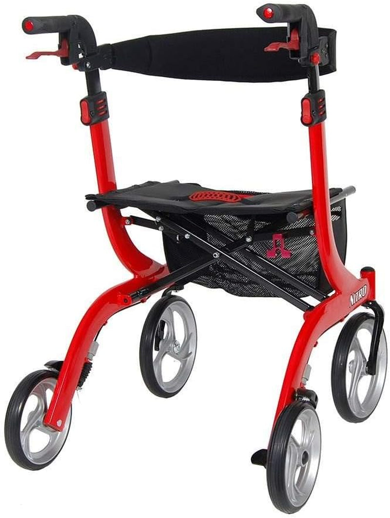 Drive Medical RTL10266-T Nitro DLX Foldable Rollator Walker with Seat, Red Medical Supplies & Equipment Mobility & Daily Living Aids Mobility Aids & Equipment Rollators & Accessories Rolling Walkers Walkers