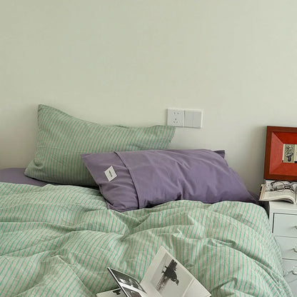 Soft Pinstripe Washed Cotton Bedding Set