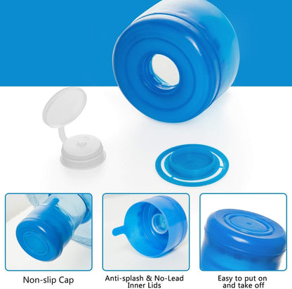 30 Pack 3 & 5 Gallon Non-Spill Bottle Caps 55Mm, anti Splash Bottle Caps Reusable for 55Mm 3 and 5 Gallon Water Jugs, Reusable Lids for Water Dispenser Jugs Water Containers