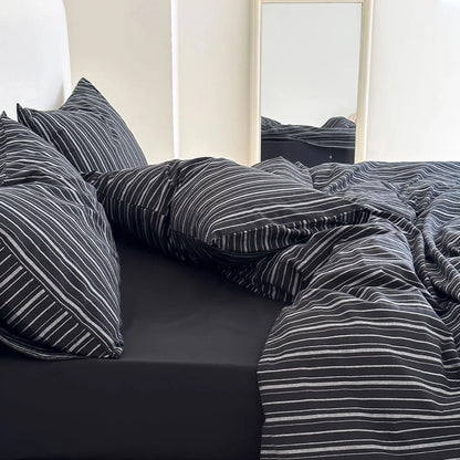Soft Washed Striped Cotton Bedding Set