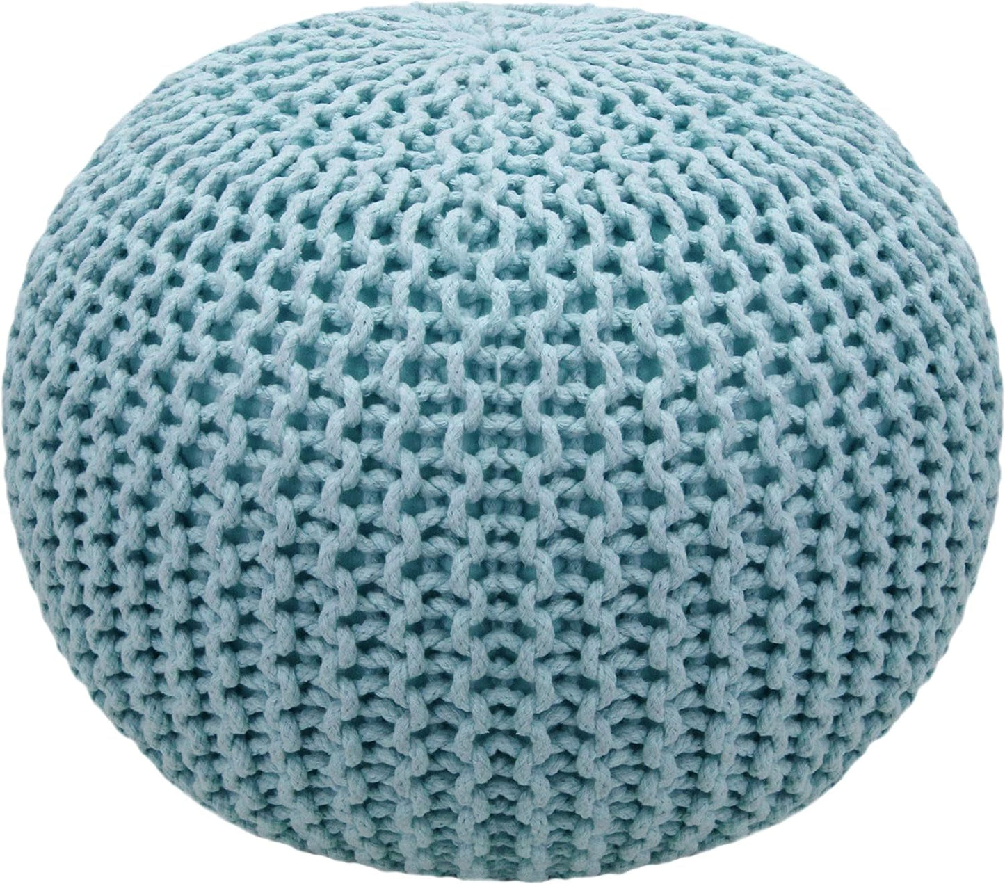 COTTON CRAFT round Pouf - Hand Knitted Tweed Cable Dori Pouf Ottoman - Cotton Braid Cord Foot Stool Floor Pouf Footrest Accent Seat Furniture Bean Bag - Family Room Kids Nursery Dorm - 20X14 - Natural Furniture Home & Kitchen Living Room Furniture Ottomans