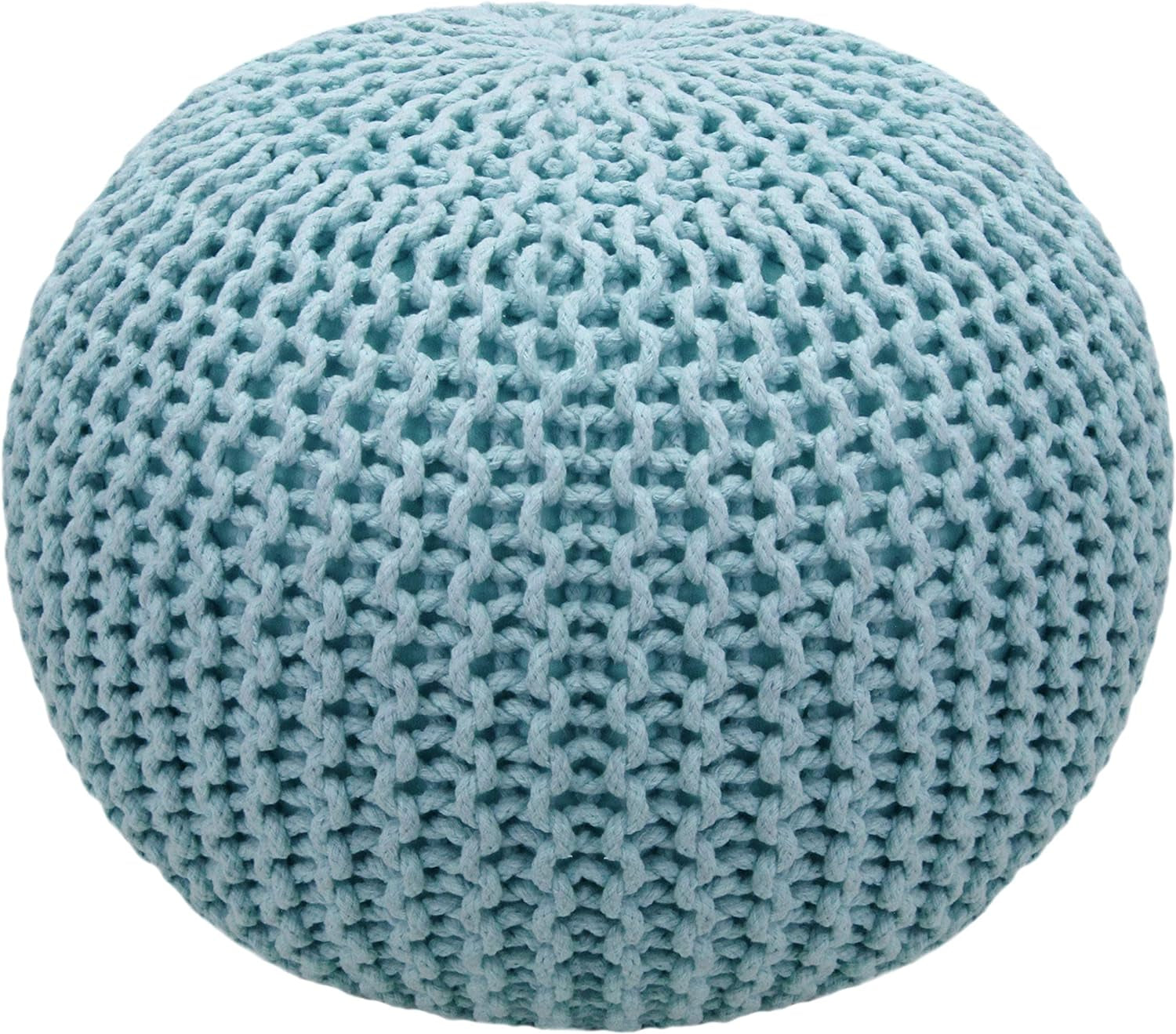 COTTON CRAFT round Pouf - Hand Knitted Tweed Cable Dori Pouf Ottoman - Cotton Braid Cord Foot Stool Floor Pouf Footrest Accent Seat Furniture Bean Bag - Family Room Kids Nursery Dorm - 20X14 - Natural Furniture Home & Kitchen Living Room Furniture Ottomans