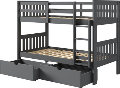 Donco Kids Austin Mission Twin over Full Dark Grey Bunkbed with Twin Trundle Bedroom Furniture Beds Frames & Bases Furniture Home & Kitchen