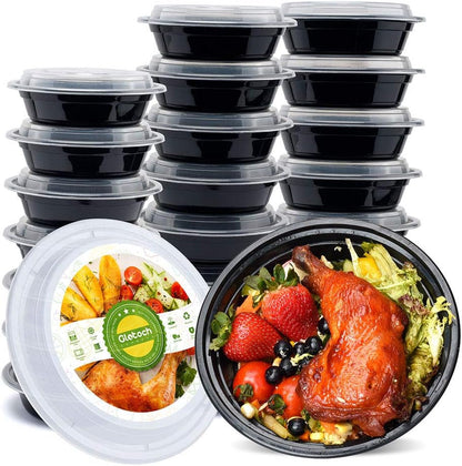 Glotoch 50 Pack 32 Oz Meal Prep Containers Reusable, 2 Compartment Food Containers with Lids to Go Containers, Lunch-Microwave,Freezer,Dishwasher Safe Boxes Disposables Food Service Equipment & Supplies Industrial & Scientific Take Out Containers