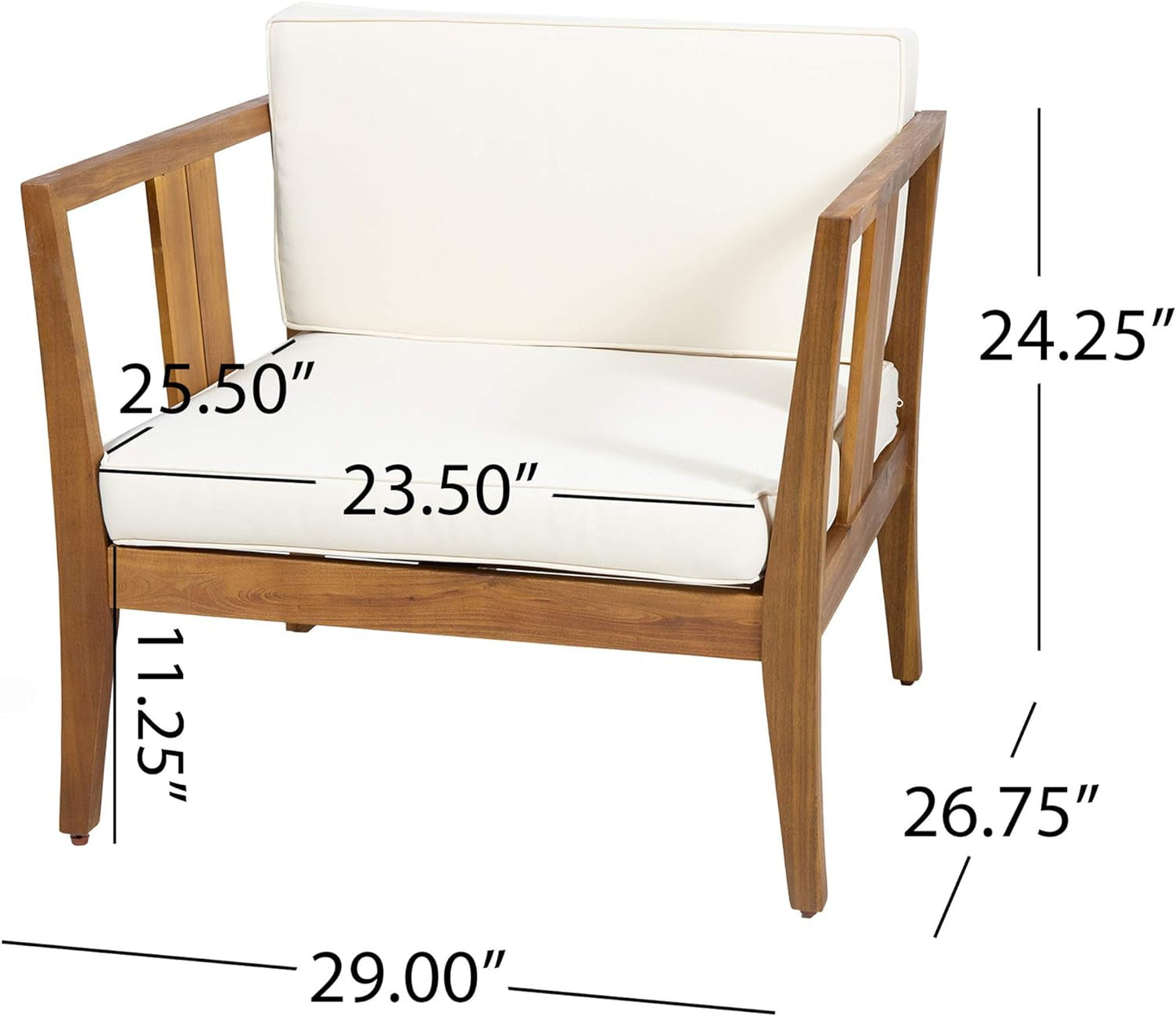 Christopher Knight Home Beatrice Outdoor 4 Seater Acacia Wood Chat Set, Teak and Beige Conversation Sets Lawn & Garden Patio Patio Furniture & Accessories Patio Furniture Sets