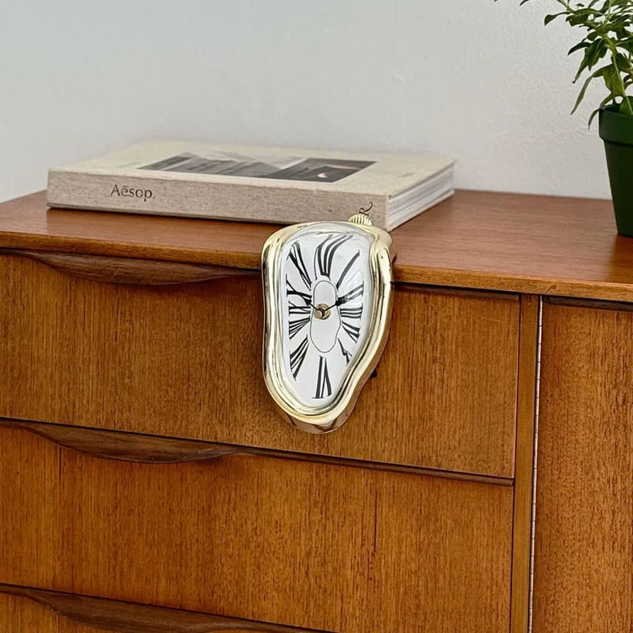 Surrealist Melting ABS Table Clock, Dali-Inspired Shelf Decor