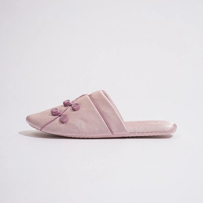 Silky Floral Knot Cotton Sateen House Slippers