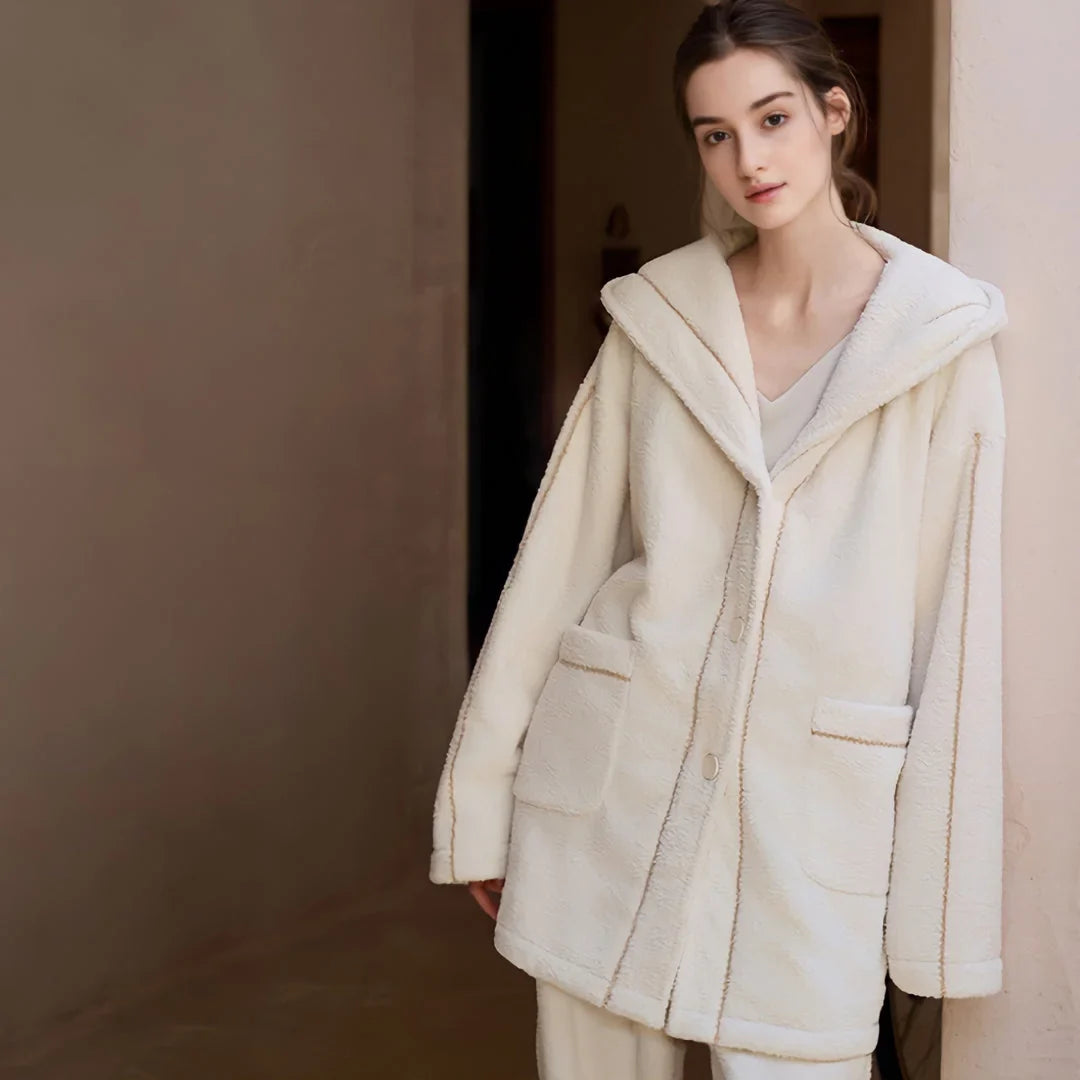 Plush Contrast Stitch Fleece Pajama Set