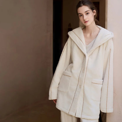 Plush Contrast Stitch Fleece Pajama Set