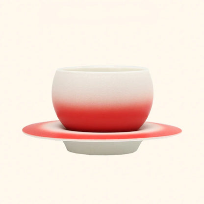 Matte Ombre Ceramic Coffee Cup & Saucer Set