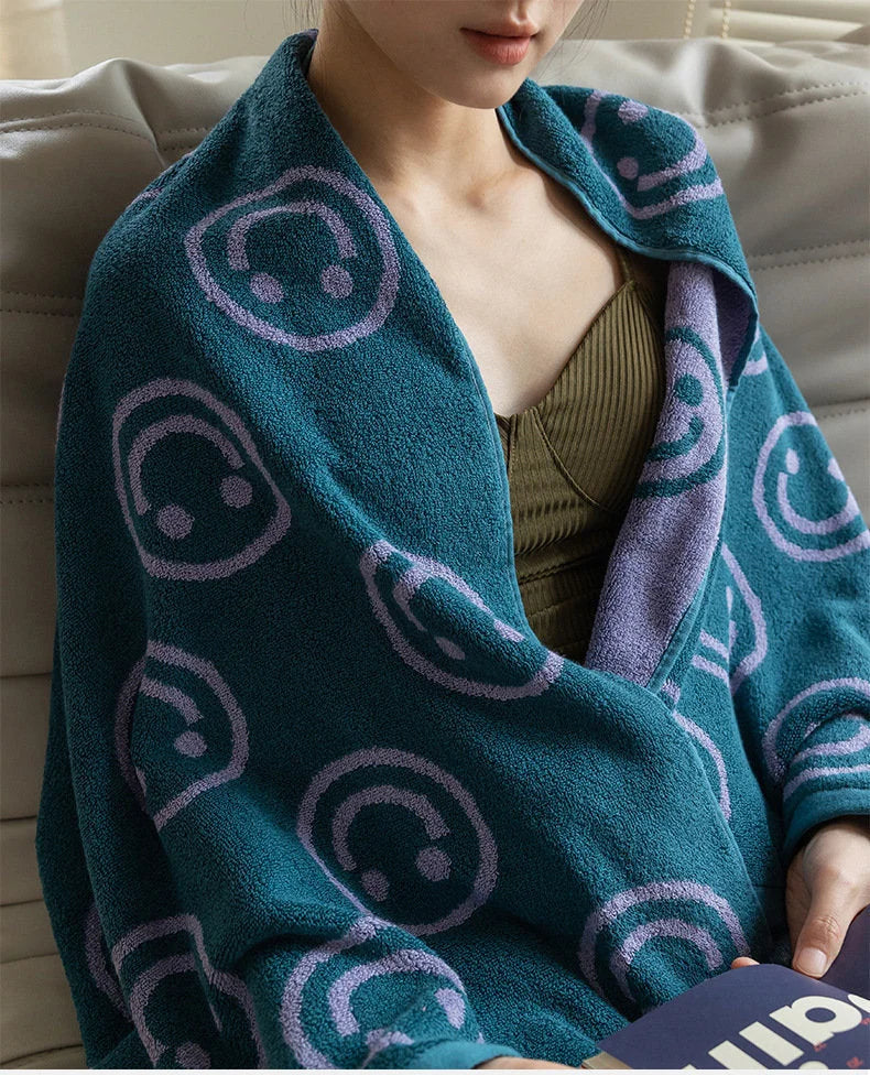 Plush Smiley Face Cotton Towels