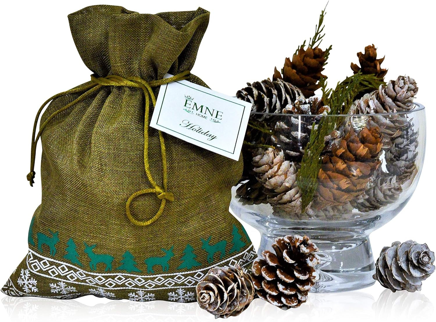 Holiday Pine Cones Potpourri Bag | Beautiful Natural Cones with a Great Balsam & Pine Scent in a Faux Linen Bag | 8 Oz Bag | Hand Made in the USA