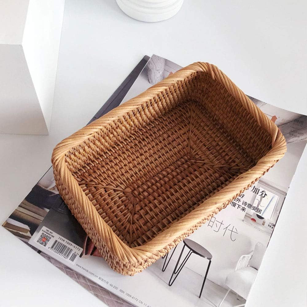 Handmade Weaving Rattan Wicker Basket,Portable Picnic Storage Box Home Kitchen Lawn & Garden Patio Patio Furniture & Accessories Picnic Baskets Tables & Accessories