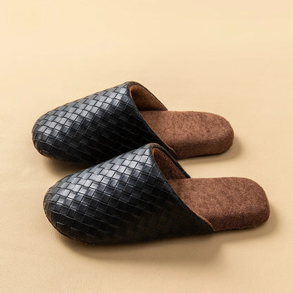 Plush Woven Texture Cotton House Slippers