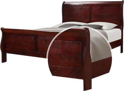 Benjara BM223787 Sleigh Design Wooden Headboard & Footboard, Cherry Brown - Full Size Bedroom Furniture Beds Frames & Bases Furniture Headboards Headboards & Footboards Home & Kitchen