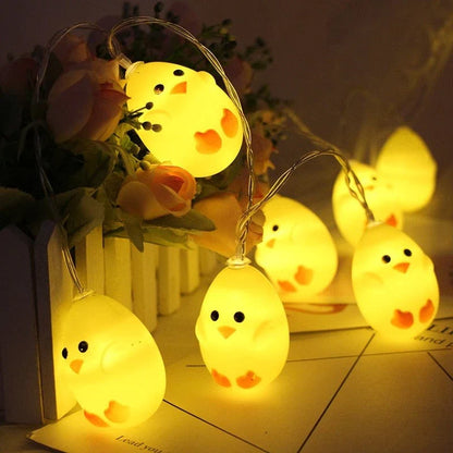 Guirnalda de luces LED con pollo bebé de Pascua de 1,5 m