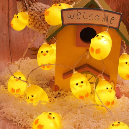 Guirnalda de luces LED con pollo bebé de Pascua de 1,5 m