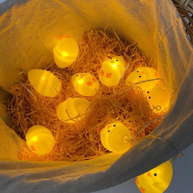 Guirnalda de luces LED con pollo bebé de Pascua de 1,5 m