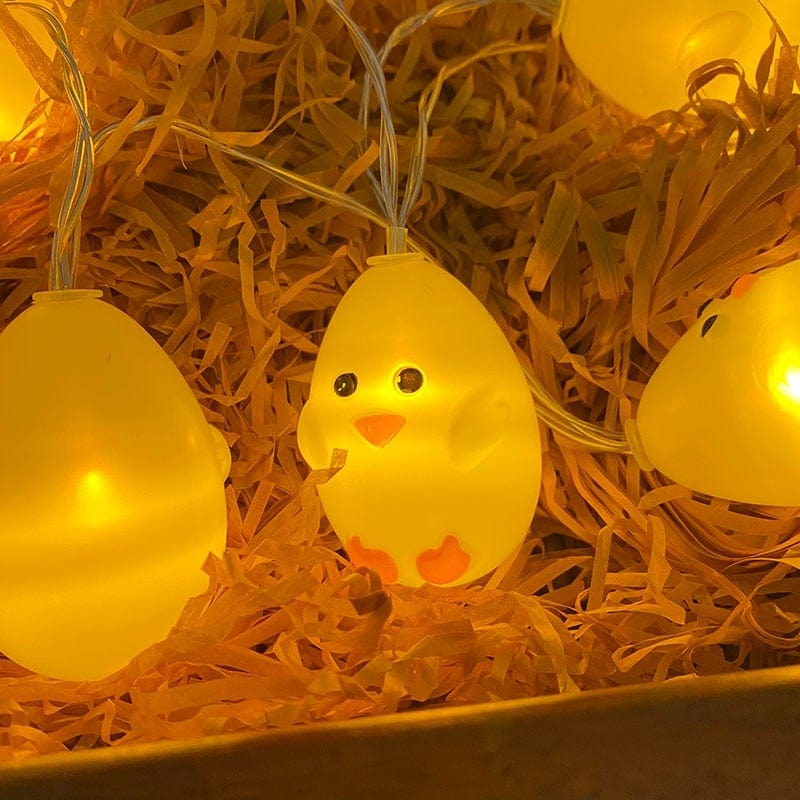 Guirnalda de luces LED con pollo bebé de Pascua de 1,5 m