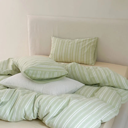 Soft Washed Striped Cotton Bedding Set