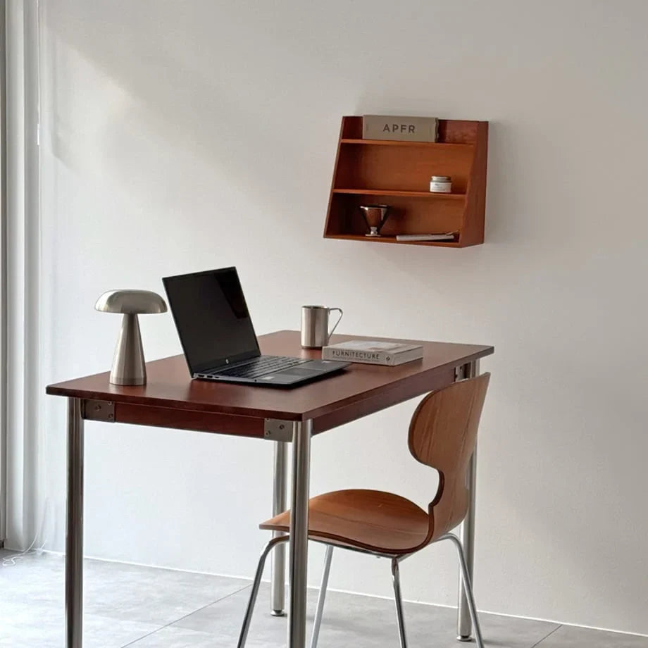 Natural Grain Slanted Wood Wall Shelf