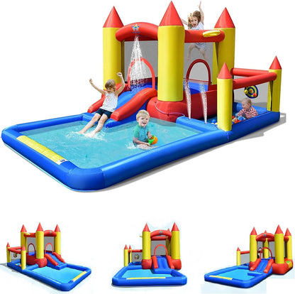 BOUNTECH Inflatable Water Bounce House, Giant Waterslide Park for Kids Backyard Fun Wet and Dry W/Splash Pool, Blow up Water Slides Inflatables for Kids and Adults Outdoor Party Gifts Inflatable Water Slides Pool Toys Pools & Water Toys Sports & Outdoor Play Toys & Games