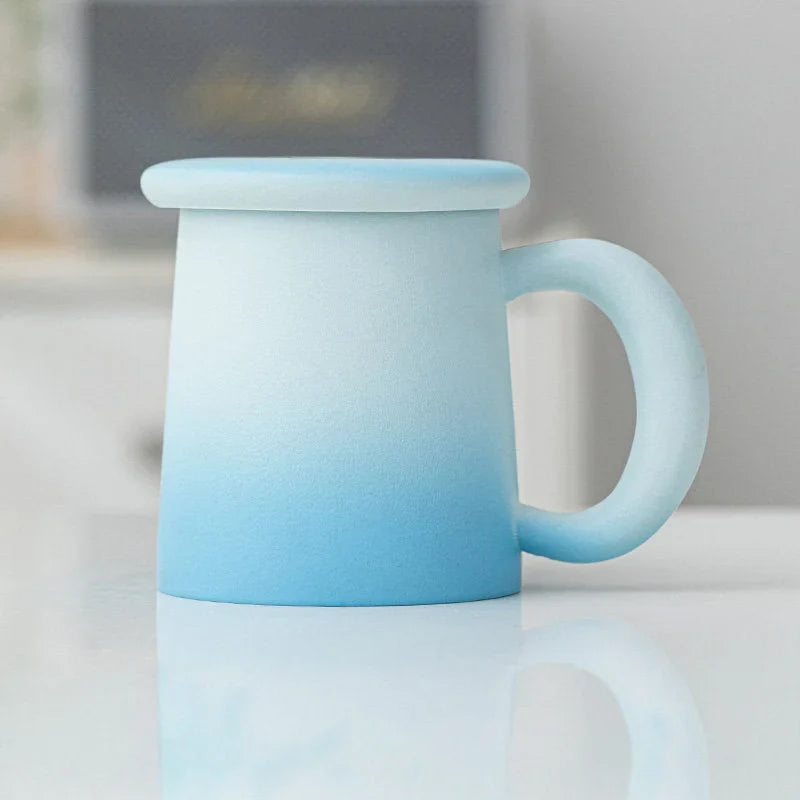 Frosted Ombre Ceramic Mug with Lid