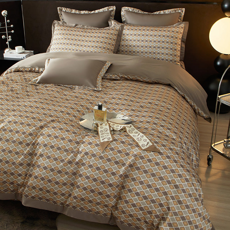 Lumiera Trellis Printed Luxury Egyptian Cotton Bedding Set