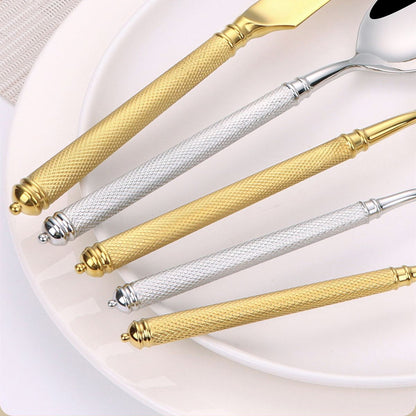 Naila Silver Textured Handle Stainless Steel Cutlery Set