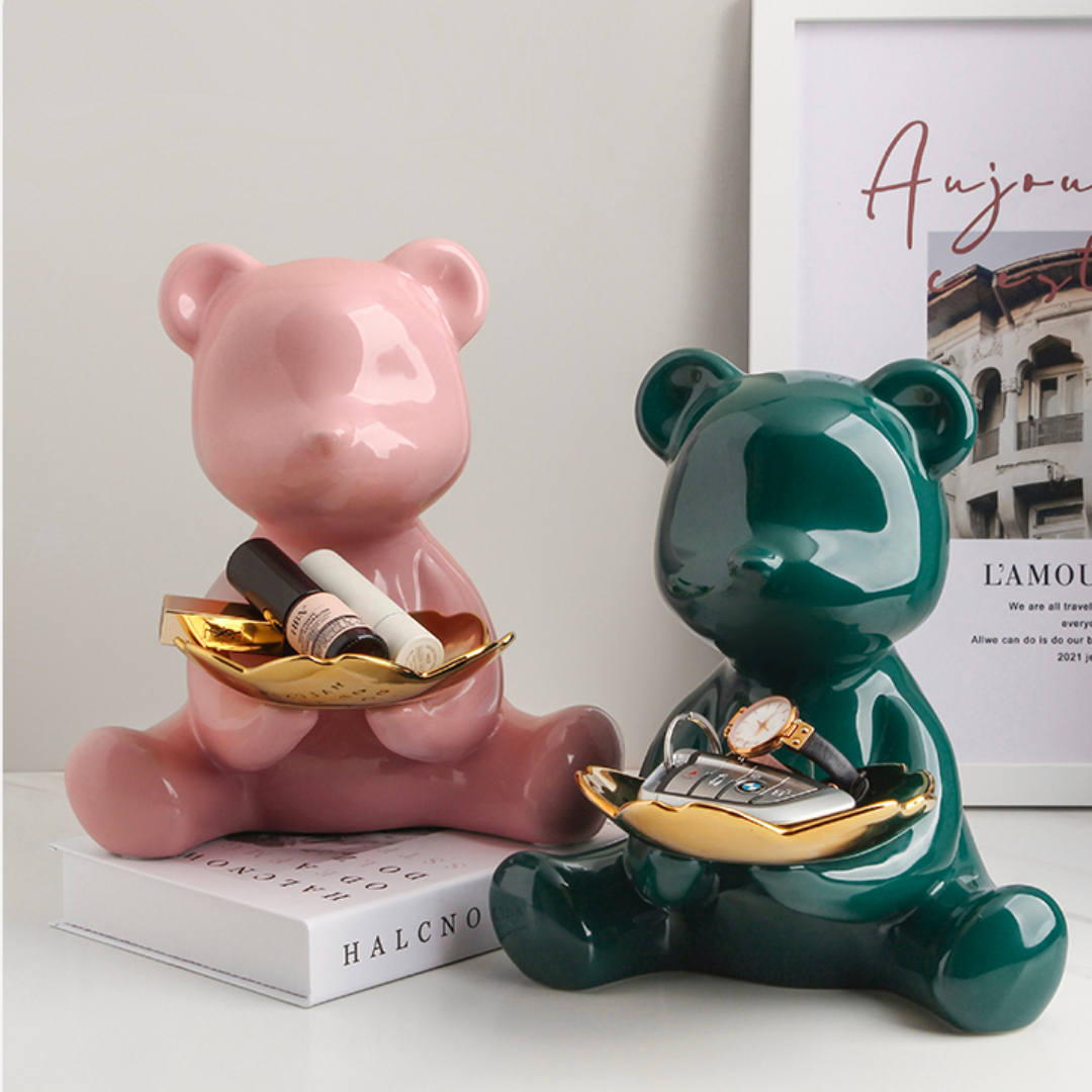 3D Resin Bear Figurine Decorative Tray